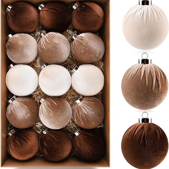 Edge Collections; Edge Collections - Shatterproof Velvet Christmas Ornament Balls for Tree; Category:Ball Ornaments; Image:1